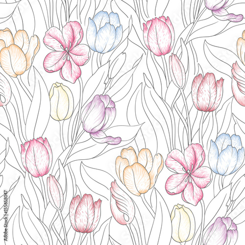 Seamless tulip pattern