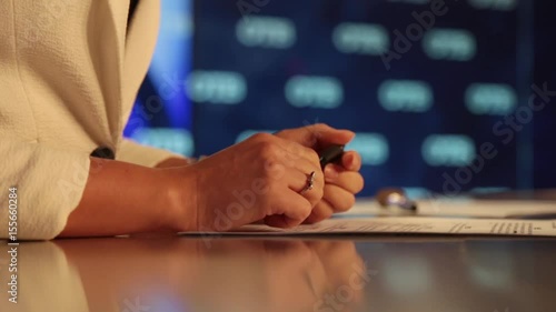 TV presenter preparing to live streaming video