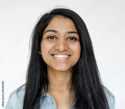 Indian girl smiling casual studio portrait photo