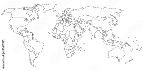 Simple outline of world map on transparent background © heavypong
