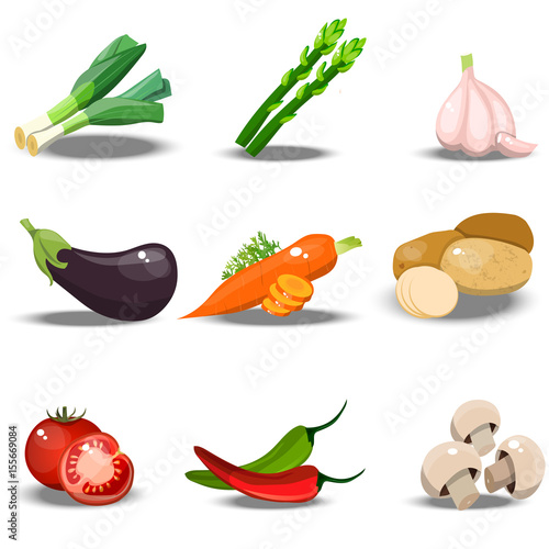 set with fresh healty vegetables