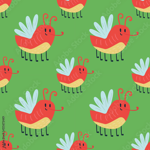 Colorful butterfly decorative seamless pattern vector graphic summer free fly...