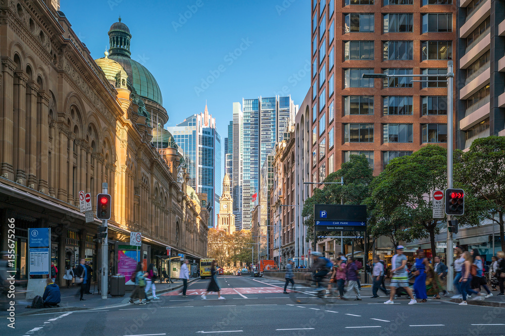Naklejka premium Ulica w centrum biznesowym Sydney