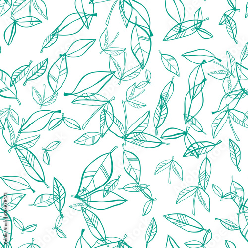 Seamless pattern of leaves. Natural background. Vector illustration