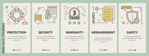 Vector thin line flat design insurance concept vertical banners