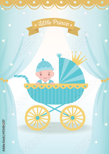 Baby shower card with Little prince son.