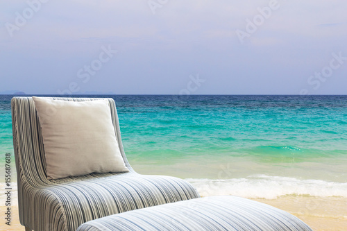 Modern sofa on the beach.