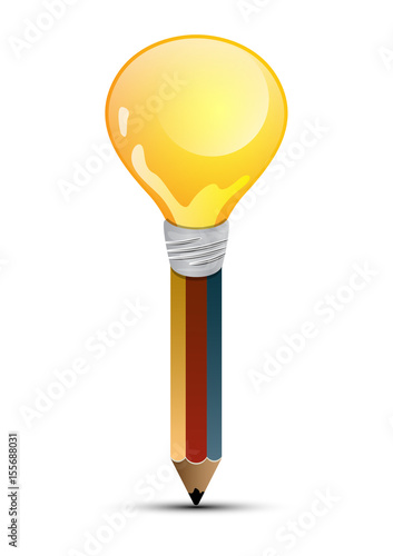 abstract shape of pencil and bulb