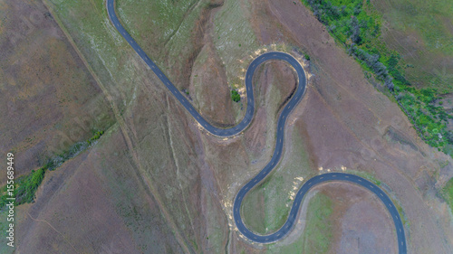 Windy road with several switch backs on a mountain