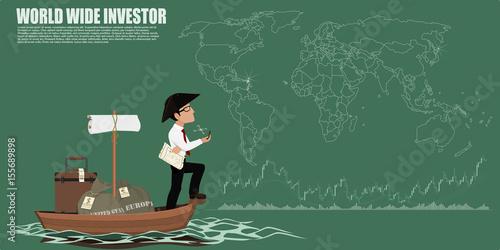 World wide investor simply with  world map background
