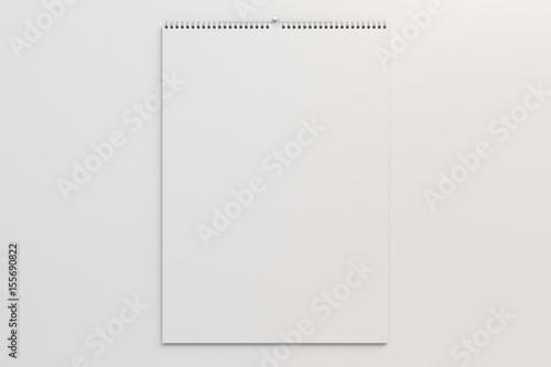 White wall calendar mock-up on white background