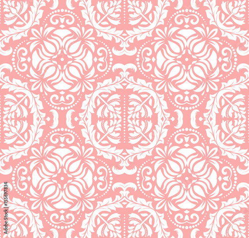 Classic seamless vector pink and white pattern. Traditional orient ornament. Classic vintage background © Fine Art Studio