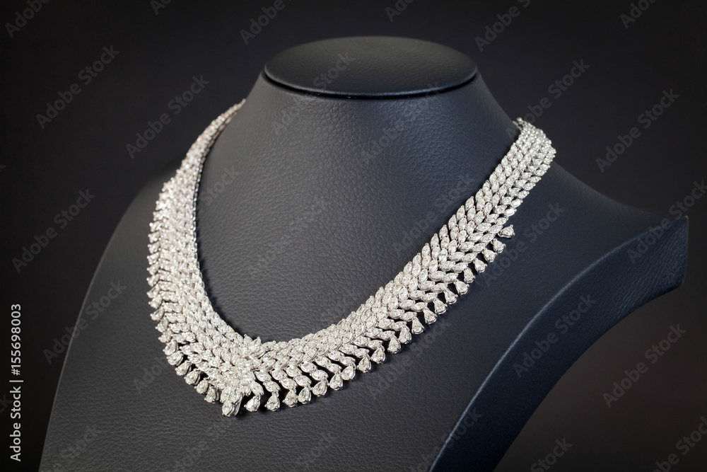diamonds necklace on the black background diamonds necklace on the black background
