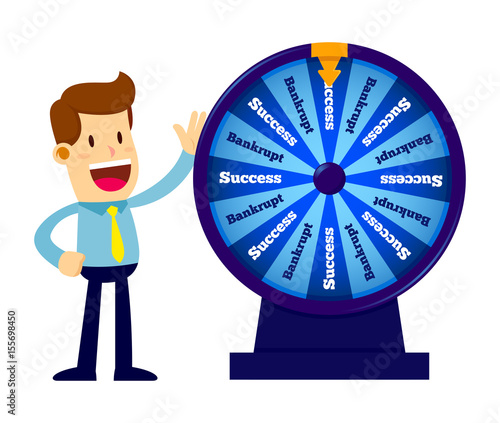 Businessman Spinning Wheel of Fortune