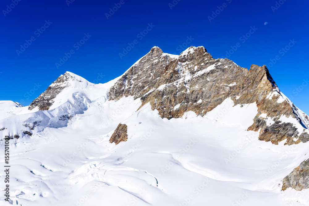 Jungfrau mountain - View of the mountain Jungfrau in the Bernese Alps in Switzerland - travel destination in Europe