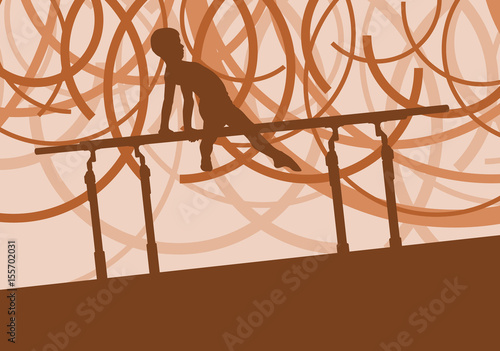 Gymnastics parallel bars exercise vector abstract background