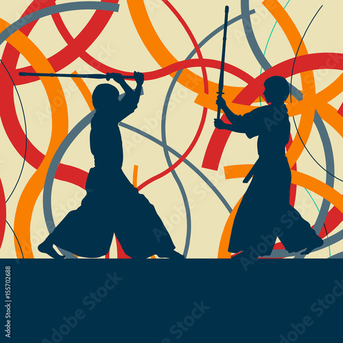 Kendo fighter in uniform vector