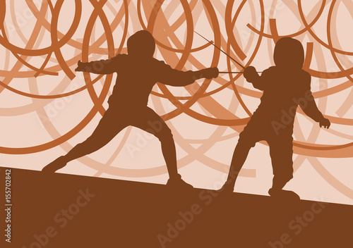 Fencing player fight abstract vector