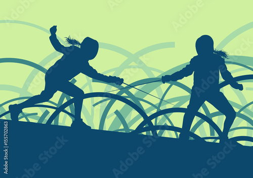 Fencing player fight abstract vector