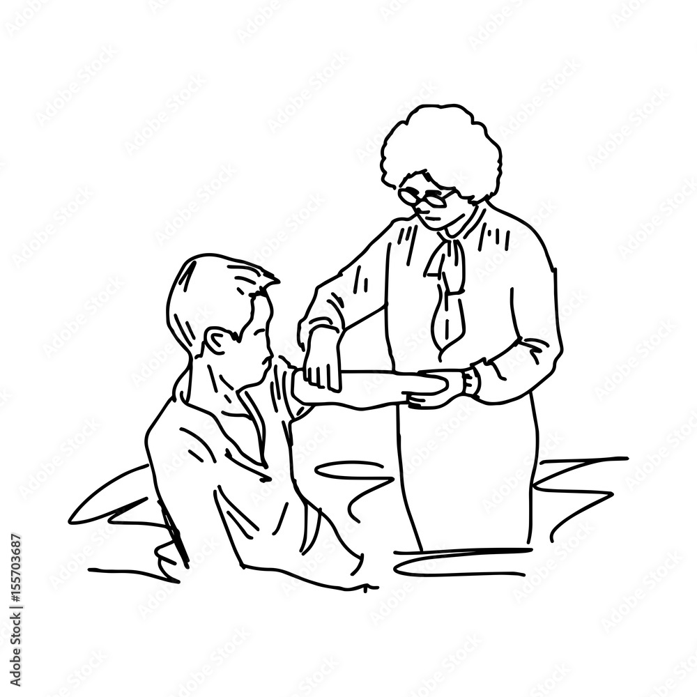 Doctor and Old Man Patient Cartoon Drawing Stock Vector - Illustration of  cure, medical: 78134554