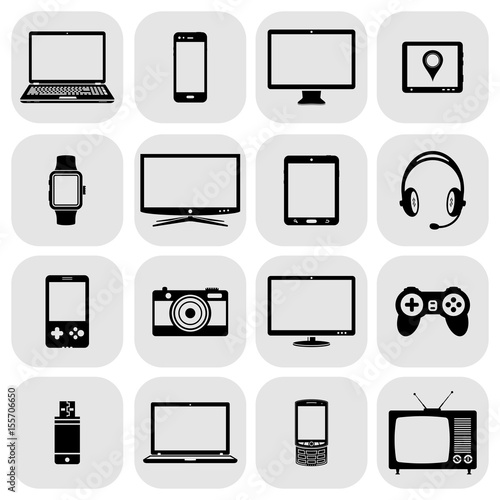 Abstract vector set of digital devices and electronic gadgets icons