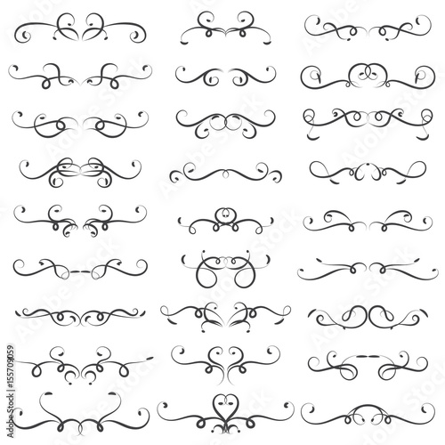 vector illustration set of border calligraphic and dividers decorative