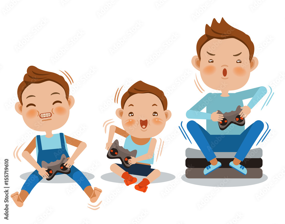 kids playing Cartoon boys playing video games together. Vector  illustration. Stock Vector | Adobe Stock