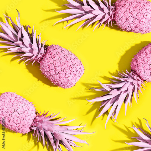 Pink painted pineapples