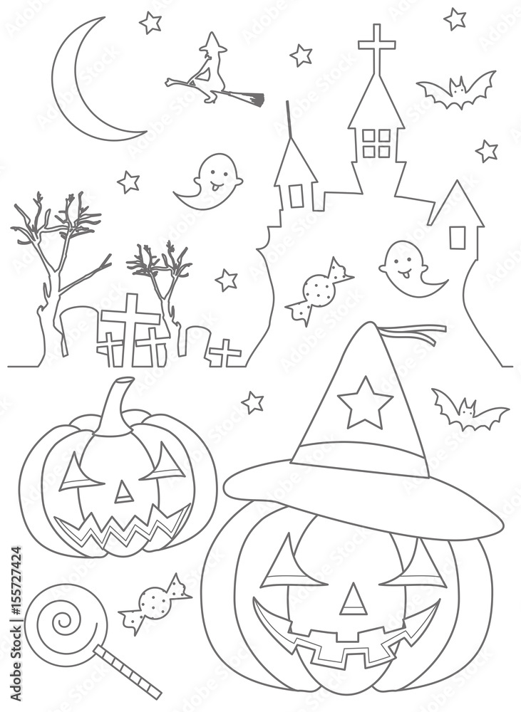 ハロウィンぬりえ Stock ベクター Adobe Stock ハロウィンぬりえ Stock ベクター Adobe Stock