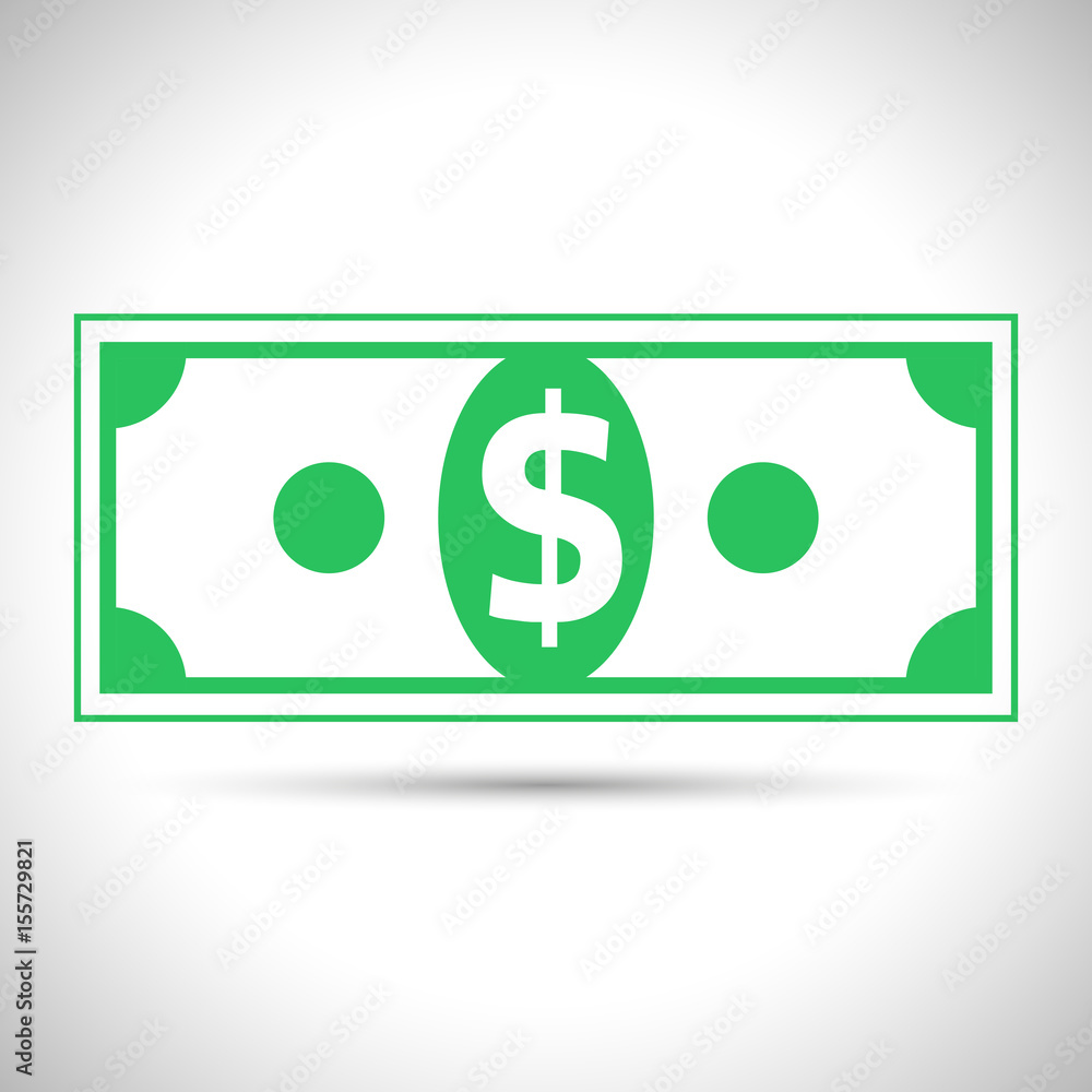 Vector dollar bill icon. Flat dollar bill icon. Flat design vector
