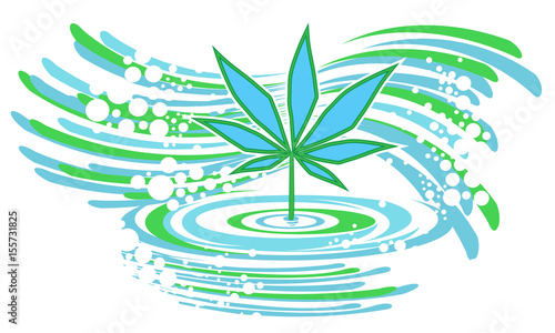 Pesticide free cannabis Illustration showing cannabis being washed by water, bubbles and soap