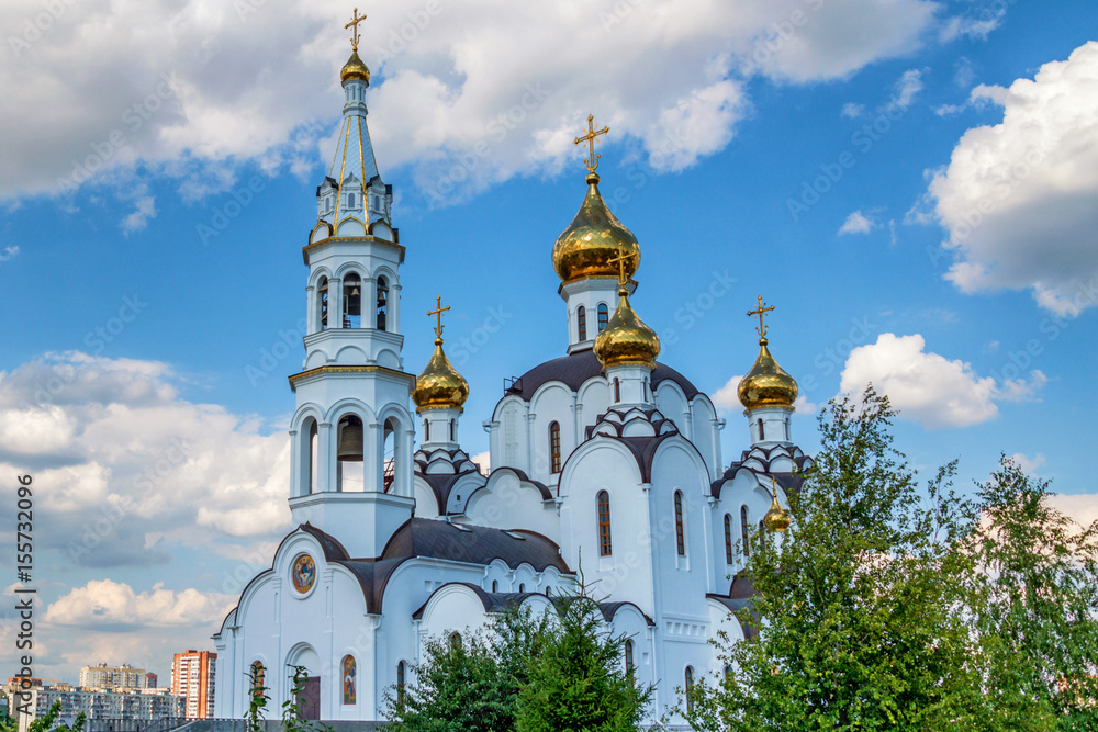 Beautiful Orthodox church against blue sky