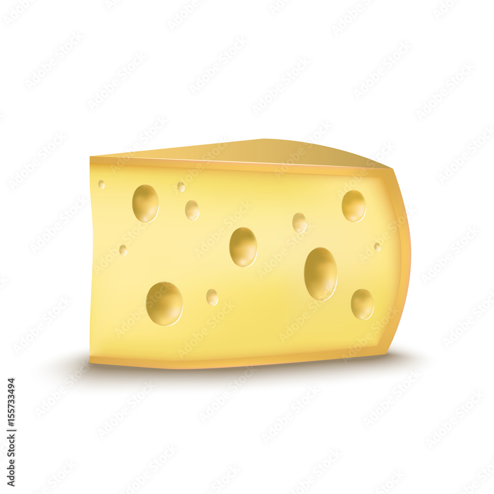 Realistic Detailed Piece Yellow Cheese Product Dairy. Vector Realistic Detailed Piece Yellow Cheese Product Dairy. Vector