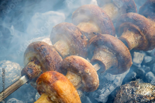 Skewers with mushrooms photo