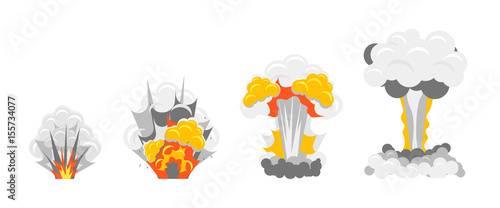 Cartoon Stages Process of Explotion Effect Set. Vector