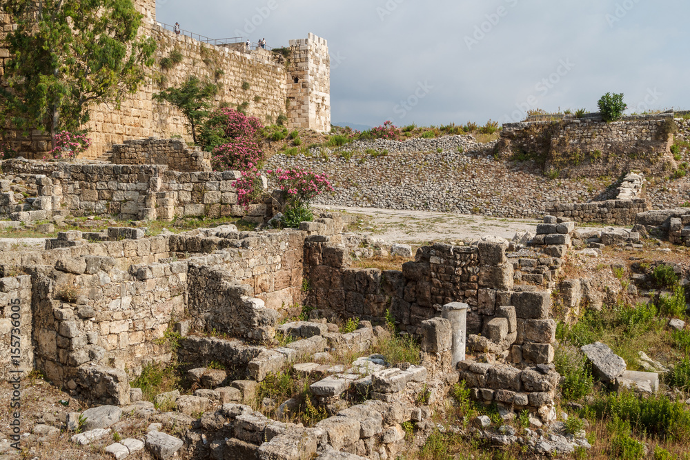 Ancient ruins around castle of Byblos, Lebanon