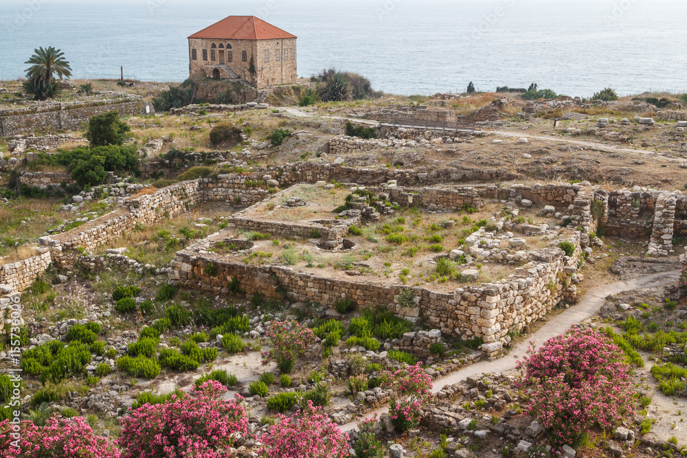 Ancient ruins around castle of Byblos, Lebanon