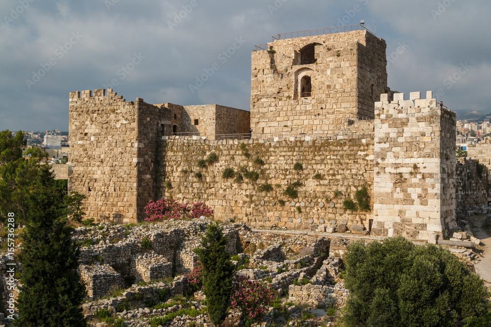 Ruins of the medieval crusaders castle in Byblos, Lebanon