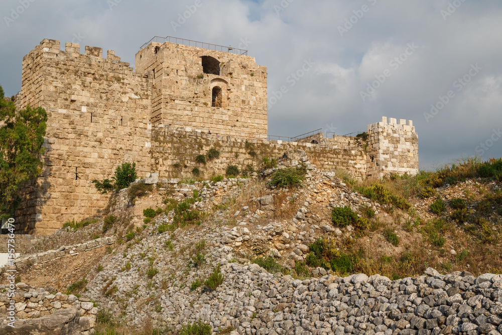 Ruins of the medieval crusaders castle in Byblos, Lebanon