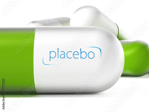 Placebo pill isolated on white background. 3D illustration photo