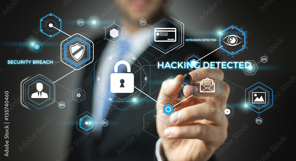 Businessman using antivirus to block a cyber attack 3D rendering Businessman using antivirus to block a cyber attack 3D rendering