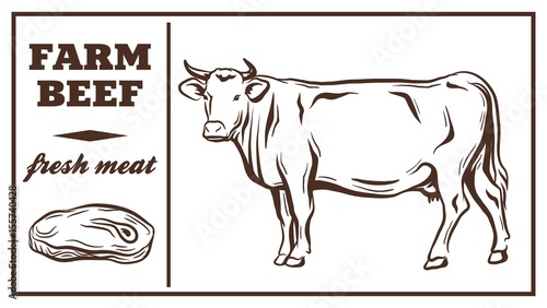 Label of meat products. Beef photo