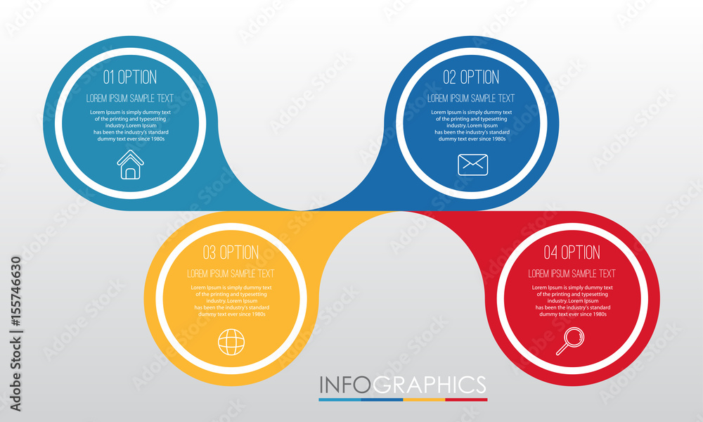 Modern Info-graphic Template for Business with four steps multi-Color design, labels design, Vector info-graphic element, Flat style vector illustration. Modern Info-graphic Template for Business with four steps multi-Color design, labels design, Vector info-graphic element, Flat style vector illustration.
