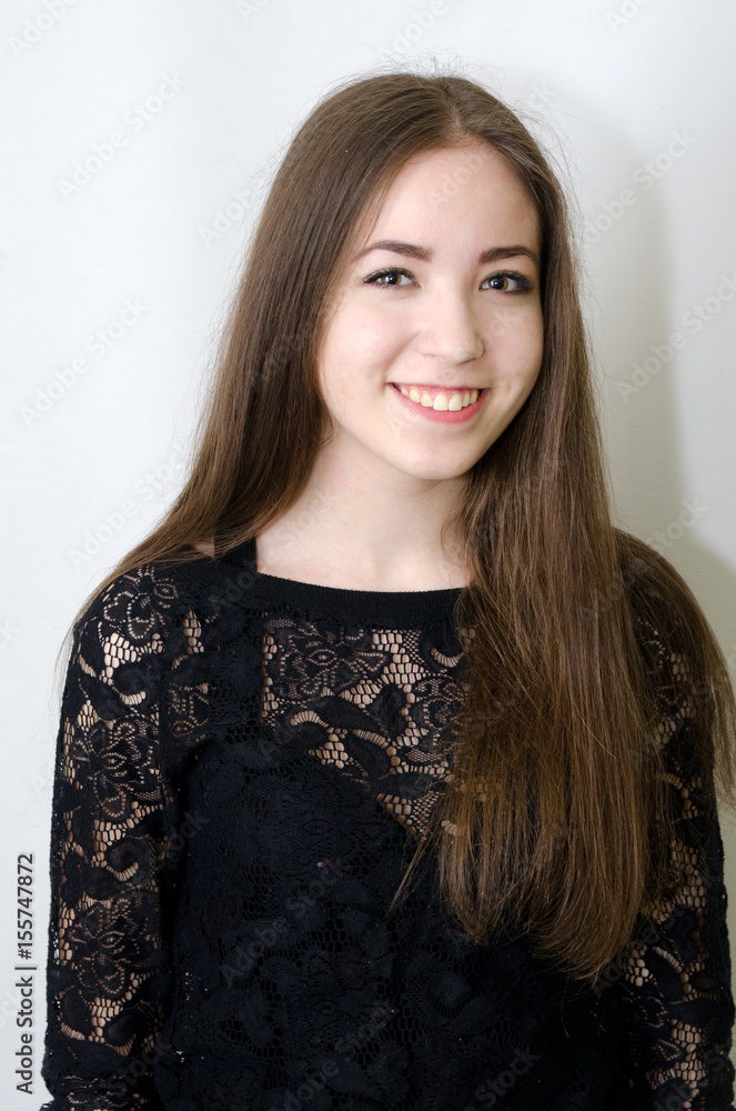 portrait of beautiful girl in black blouse portrait of beautiful girl in black blouse