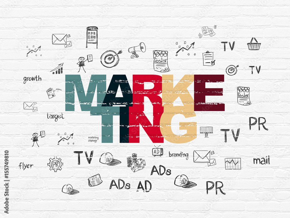 Obraz premium Marketing concept: Marketing on wall background