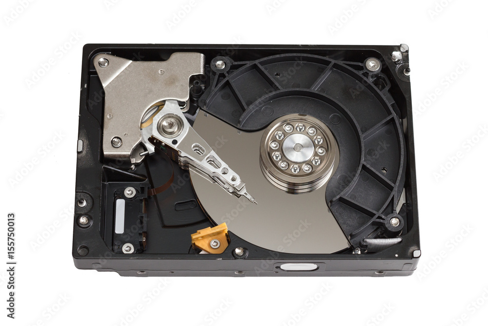 hard disk drive open case isolated on white hard disk drive open case isolated on white