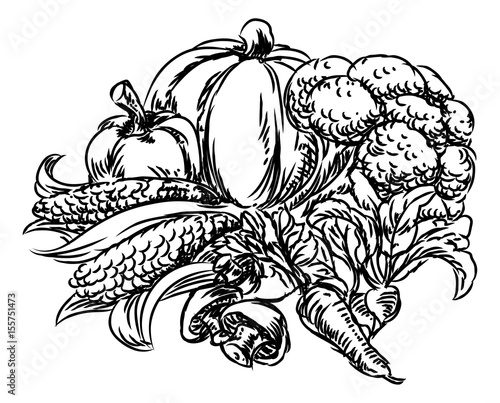 Vegetables Grunge Style Han...