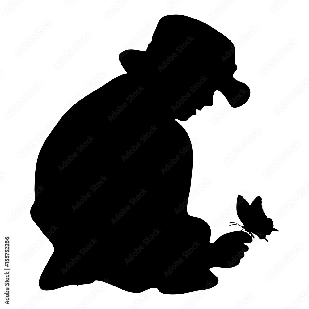 Vector silhouette of boy butterfly on white background. Vector silhouette of boy butterfly on white background.