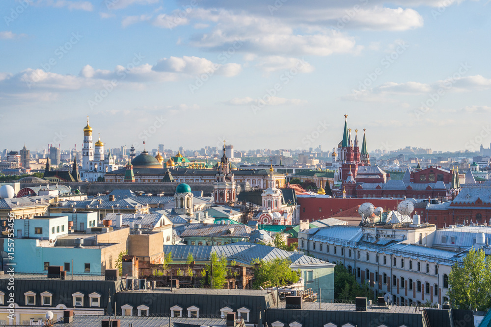 Obraz premium Aerial roof view in historical center of Moscow, Russia