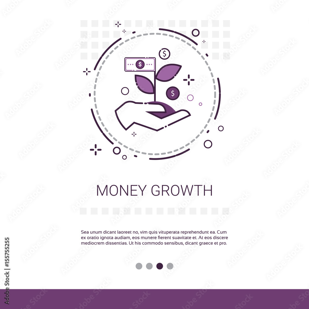Money Financial Growth Success Business Web Banner With Copy Space Vector Illustration